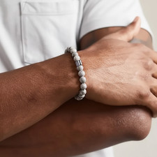 Bracciale HOWLITE Bianca EMATITE perle Pietre Naturali braccialetto bianco Uomo