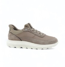 GEOX  Spherica Plus sneakers donna in camoscio e pelle taupe con sistema FastIn