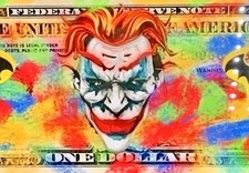Pop art Dollar Bill Art ~ The Joker ~ alluminio pezzo originale firmato decorazione casa