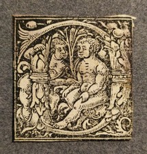 Grafica antica Importante Capolettera animato Xilografia Sec. XVI