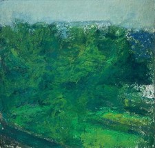 Quadro a Olio Impressionista Verde Giardino 46 X 48,5 CM Franz Leitenmeier #S134