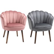 HOMCOM Poltrona Design in Velluto con Schienale a Conchiglia 66x72x79cm