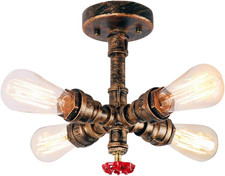 4 Luci Plafoniera Vintage Lampada Da Soffitto Stile Tubo Industriale Lampadario 