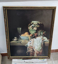 QUADRO VINTAGE olio su tela cornice cibo tavola antiquariato arte collezione