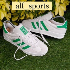 Scarpe da ginnastica indoor Adidas Originals ® Gazelle bianche verdi nuove con etichette e originali taglia UK 7