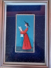 Quadro originale Carlo Canevari 1978 olio su tavola "Cardinale che legge il gior