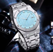 Orologio Square Octagon Royal Stailness Steal Oak Quarz Fashion Blue Tiffany
