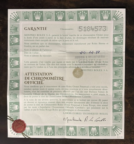 Rolex chronometre certificate - rolex,