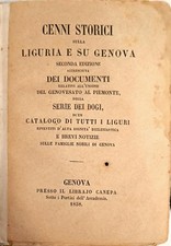 CENNI STORICI SULLA LIGURIA E SU GENOVA - LIBRIAIO CANEPA 1858
