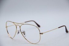RAY-BAN RB AVIATOR OCCHIALI DA VISTA GRANDI METALLO ORO TORT AUTENTICI DI DESIGN 55-14