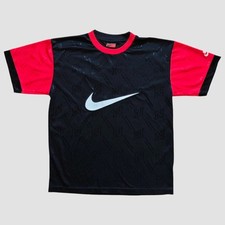 Nike Premier Big Swoosh Size XL 90s Vintage Football Shirt black Red 1995