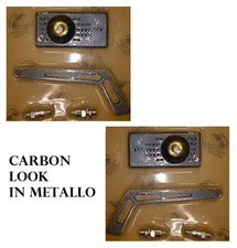 COPPIA specchietti retrovisore moto rettangolare metallo carbon look sferico