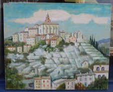 Paesaggio francese vintage di Edgar Sandron - Dipinto ad olio anni '40