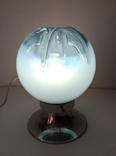 ♥ LAMPADA DA TAVOLO VINTAGE SPACE AGE DESIGN CROMATA SFERA IN VETRO MAZZEGA ERA