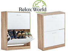 Scarpiera da Parete in Legno Laminato, Mobile Portascarpe a 2 Ante Ribaltabili