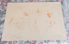 Disegno LUCIANO PROVERBIO Donne nude e maschere 1980 - 48x33 cm Quadro