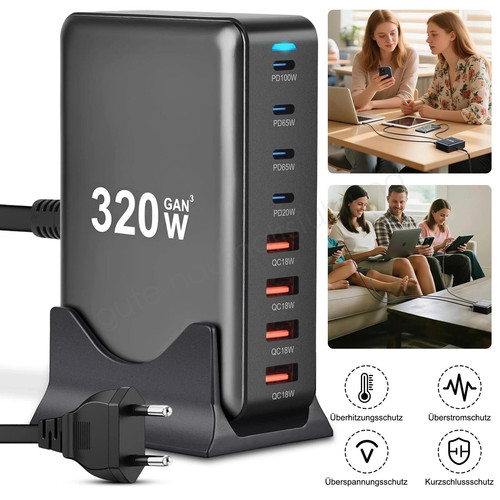 Caricatore 320w gan usb - 320w,
