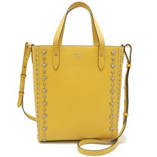 JIMMY CHOO PEGASI N SUUF Borsa a mano con borchie in pelle di vitello granulosa, giallo, donna, 2