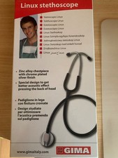 Stetoscopio LINUX GIMA nero, nuovo, padiglione in lega, finiture cromate.
