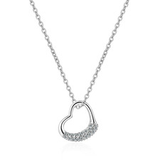 Collane Con Ciondolo a Forma Di Cuore Con Zirconi Femminili in Argento Sterling 