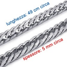 Grumetta Maglia Collana Uomo Acciaio Inox Argento Motociclista inossidabile uw