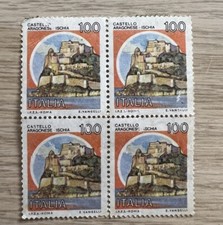 N.4 Francobollo 100 Lire “CASTELLO ARAGONESE - Ischia. Nuovi