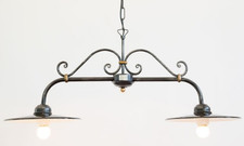 LAMPADA LAMPADARIO A BILANCERE 2 PIATTI SMALTATI PICCOLI CRUCCOLINI  LANTERNE