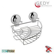 PORTAOGGETTI a VENTOSA ANGOLARE DOCCIA VASCA BAGNO CROMATO ACCIAIO GEDY