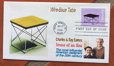CHARLES & RAY EAMES WIRE-BASE TABLE 2008 SCONOSCIUTO CACHET FDC UNADDR