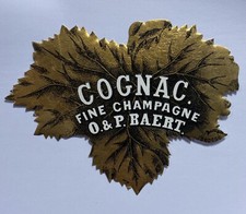 1930c Cognac Fine Champagne O. & P. Baert distillato etichetta originale d'epoca