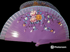 VENTAGLIO ABANICO IN LEGNO DIPINTO A MANO 2 LATI