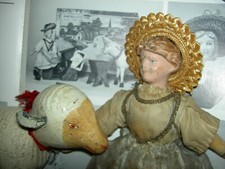 DUE RARE antiche Schoenhut, Maria aveva un piccolo agnello, j'td. figurine giocattolo, ottime