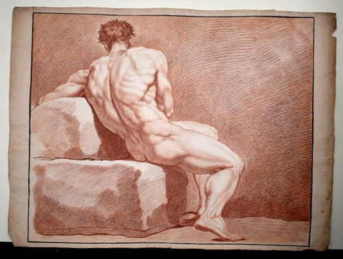 Disegno antico sanguigna uomo - disegno,