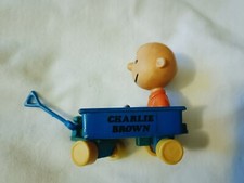 Vintage 1970s Aviva Peanuts Charlie Brown Blue Wagon Die Cast Toy Car Vehicle