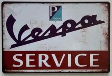 Targa vespa service piaggio stampa metallo retrò pub bar poster arredo