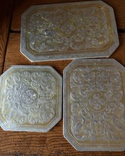 Lotto di 3 sottopiumino vintage anni 50 lamina argento goffrato nonna