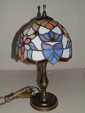 Lampada Abatjour Vetro TIFFANY base LIBERTY in Ottone