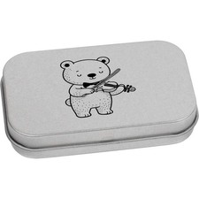 'Cute Bear Playing Violin' Scatola di latta con cerniera in metallo / scatola di immagazzinaggio (TT058169)