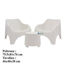 SALOTTO SALOTTINO DIVANETTI SET CLOUD BIANCO IN POLIPROLENE