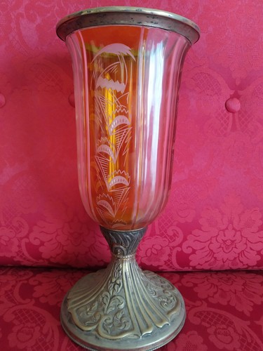 Vaso antico cristallo inciso - , e