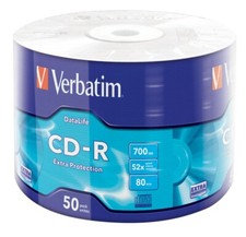 200 CD-R Verbatim Extra Protection 700MB 52X 80Min Spindle Wrap 43787