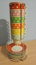 dots set caffè espresso tazzine x6 pois colorate con supporto nuove/o