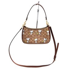 Borsa a tracolla Coach x PEANUTS Teri marrone marrone chiaro stampa snoopy CBJ88 outlet NUOVO GIAPPONE