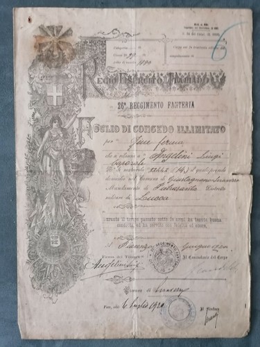 Foglio congedo illimitato - di,