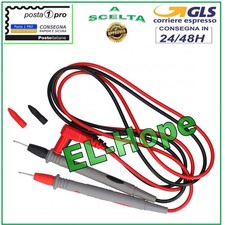 COPPIA PUNTALI SPILLO PER TESTER MULTIMETRO PROFESSIONALI CAT III 1000V 10A