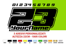 3 Adesivi Stickers NUMERO NOME