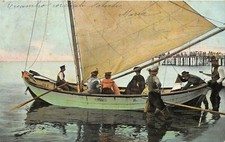 B3131) CARTOLINA TRASPORTO PASSEGGERI BARCA A REMI A VELA VIAGGIATA