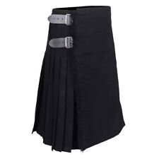 Kilt tartan moderno nero liscio fatto a mano scozzese 16 oz kilt moderno nero liscio