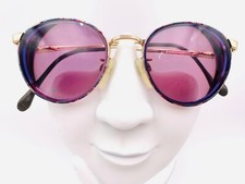 Vintage Luxottica Plumburst 402 Purple Gold Round Sunglasses Italy FRAMES ONLY 