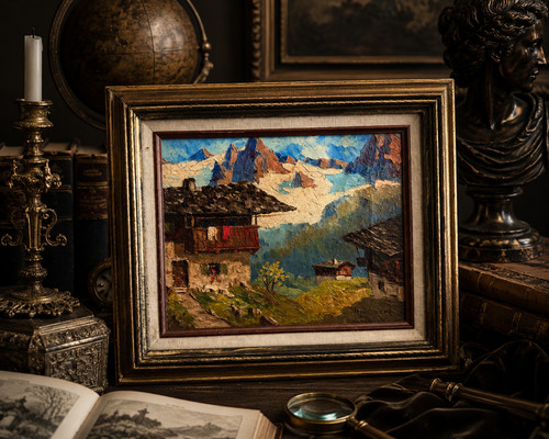 Vintage signed oil painting - signed,